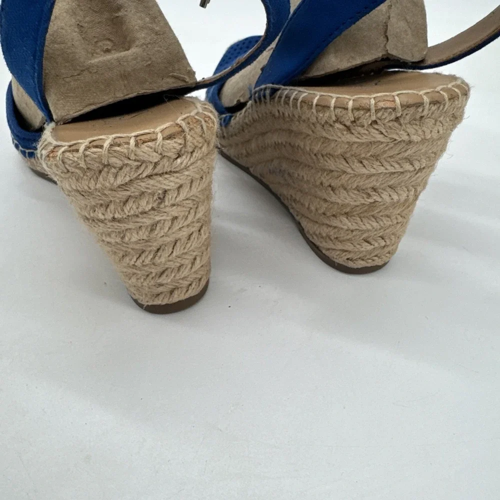 Franco Sarto Mirage 2 blue suede leather espadrille wedges Size 8.5 New